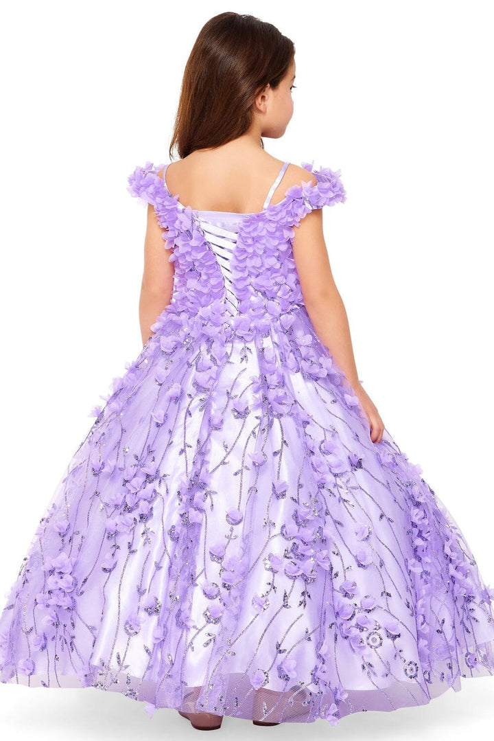 Girls 3D Floral Off Shoulder Gown by Cinderella Couture 8021