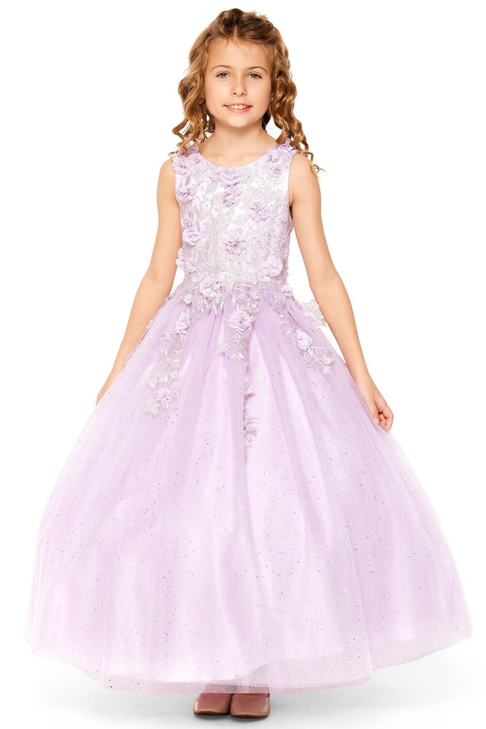 Girls 3D Floral Sleeveless Gown by Cinderella Couture 5107