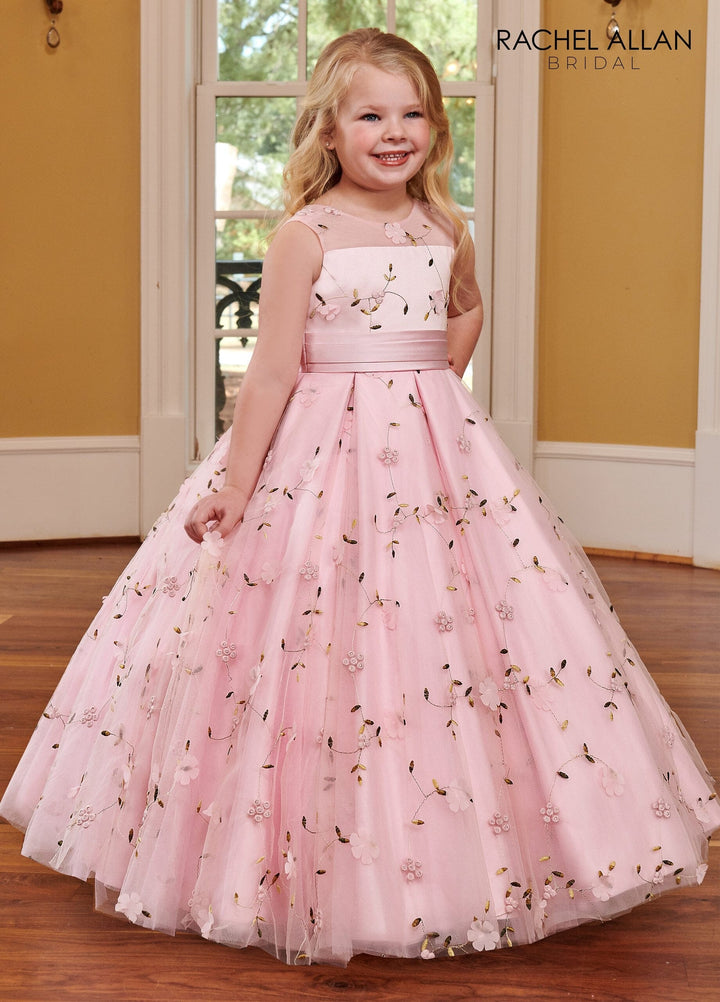 Girls 3D Floral Sleeveless Gown by Rachel Allan RB9126