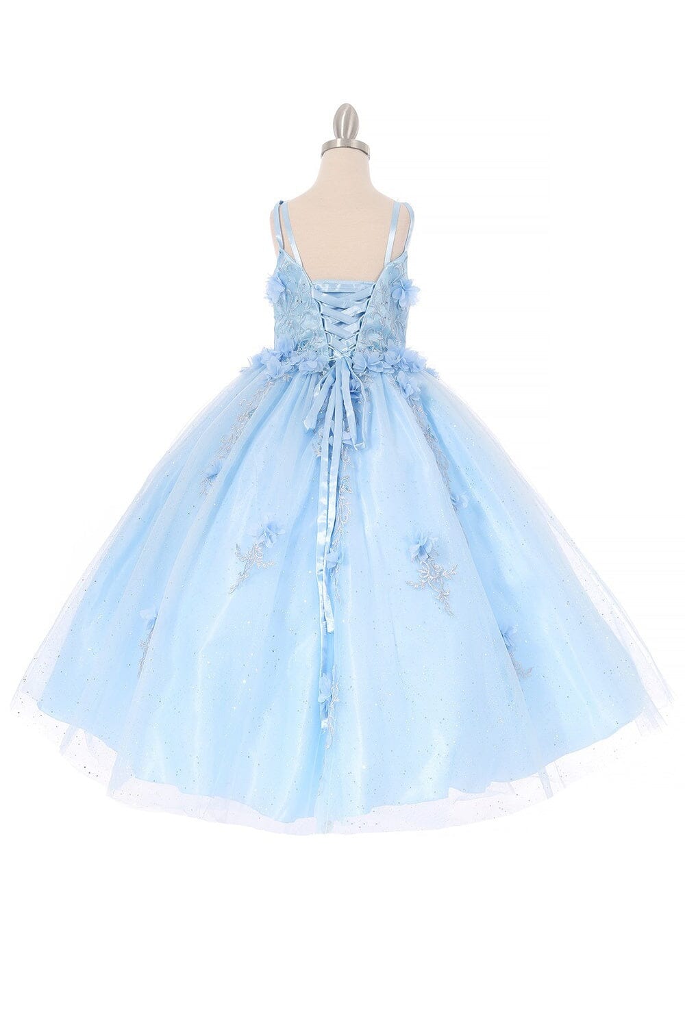 Girls 3D Floral V-Neck Ball Gown by Cinderella Couture 8025