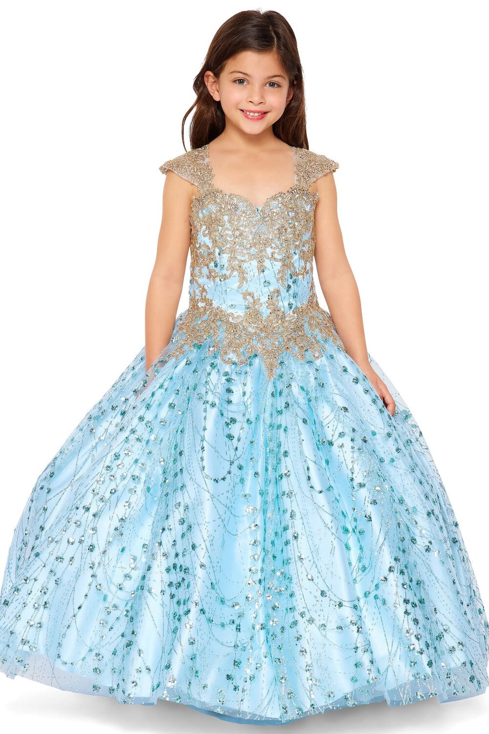 Girls Applique Glitter Gown by Cinderella Couture 8024