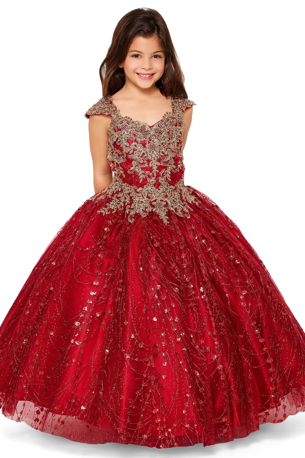 Girls Applique Glitter Gown by Cinderella Couture 8024