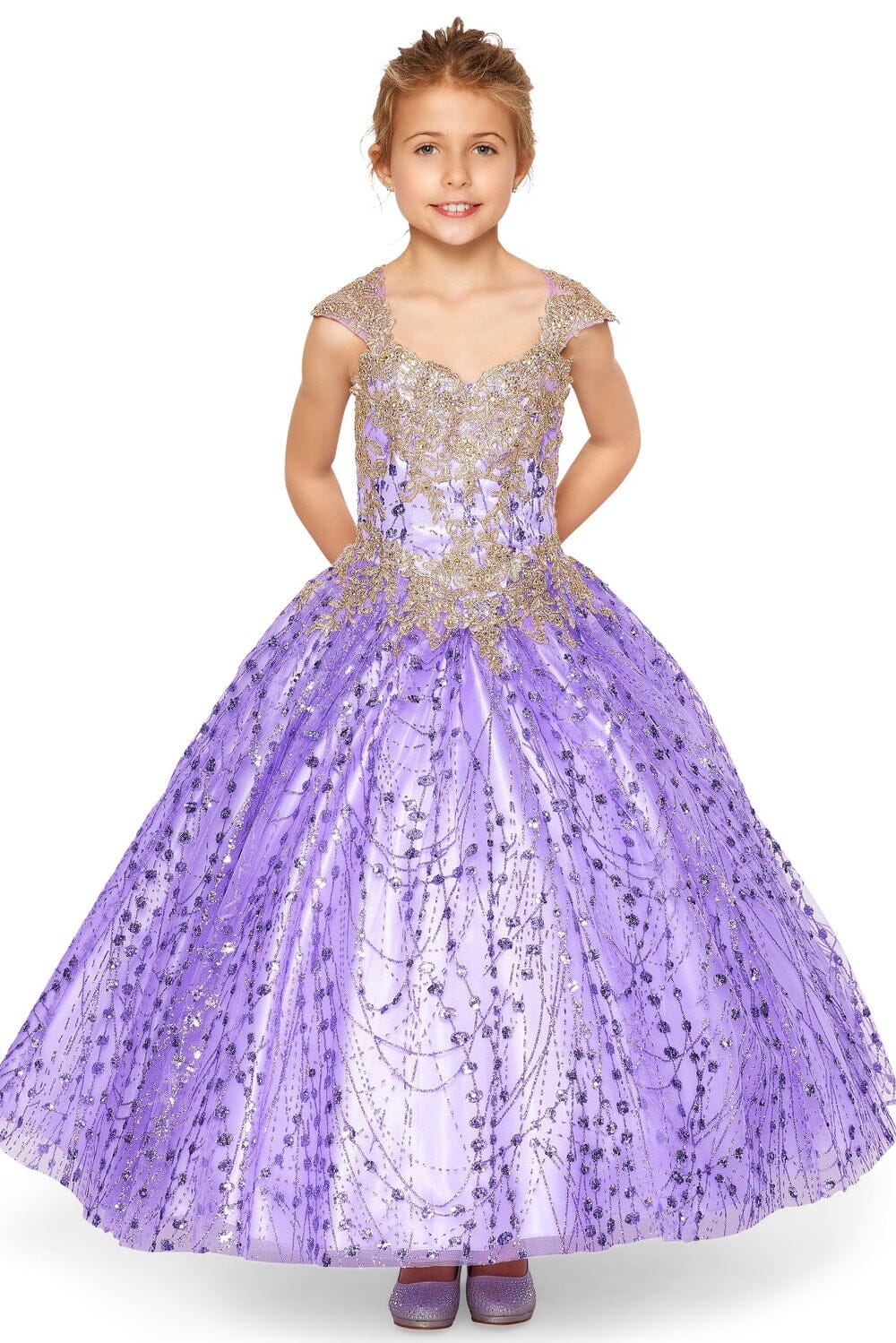 Girls Applique Glitter Gown by Cinderella Couture 8024