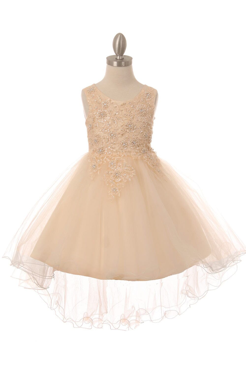 Girls Beaded High Low Tulle Dress by Cinderella Couture 9086