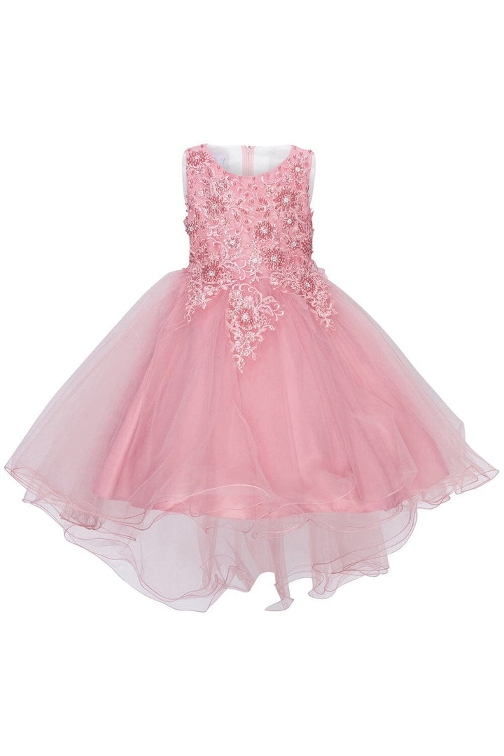 Girls Beaded High Low Tulle Dress by Cinderella Couture 9086