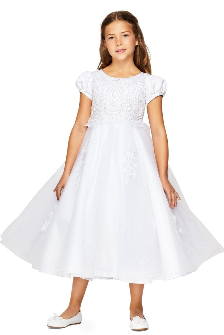 Girls Beaded Lace Short Sleeve Dress by Cinderella Couture 2011