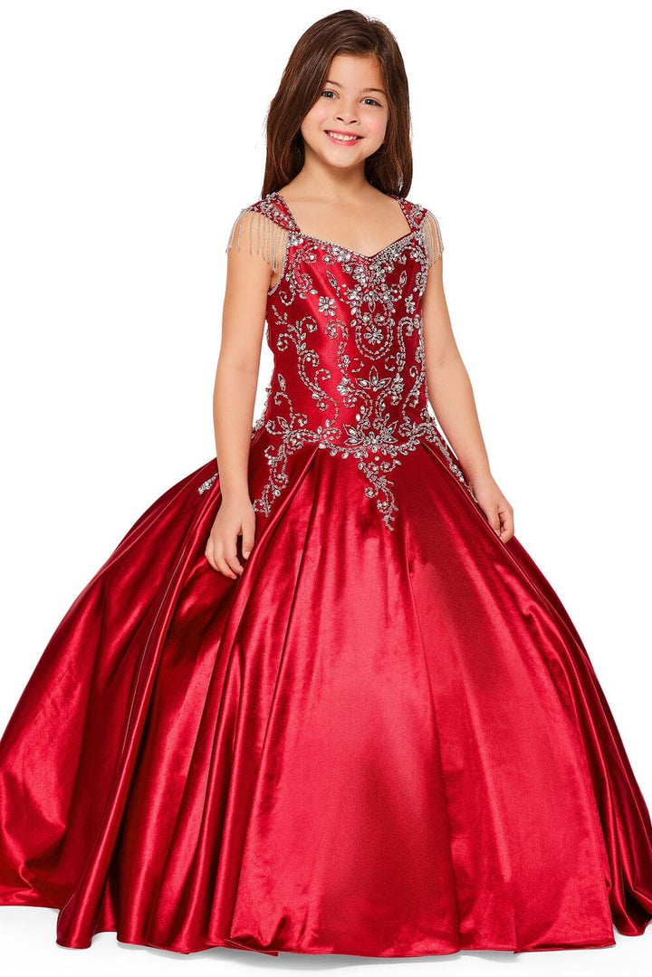 Girls Beaded Satin Gown by Cinderella Couture 8016