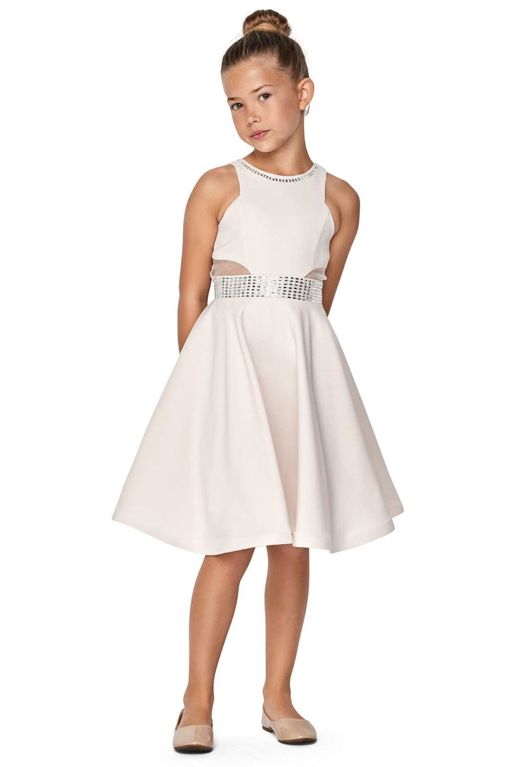 Girls Beaded Short Satin Dress by Cinderella Couture 5071