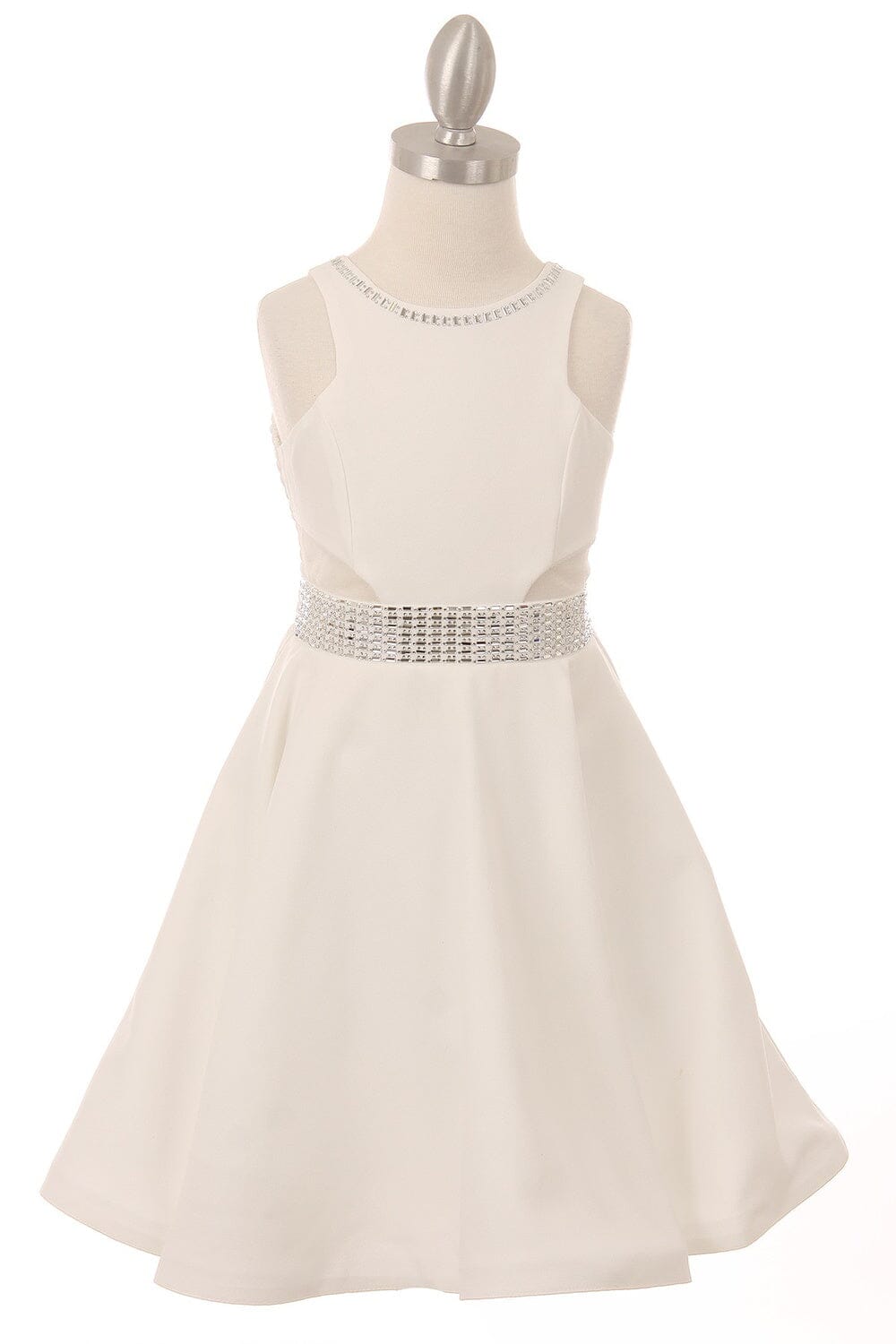 Girls Beaded Short Satin Dress by Cinderella Couture 5071