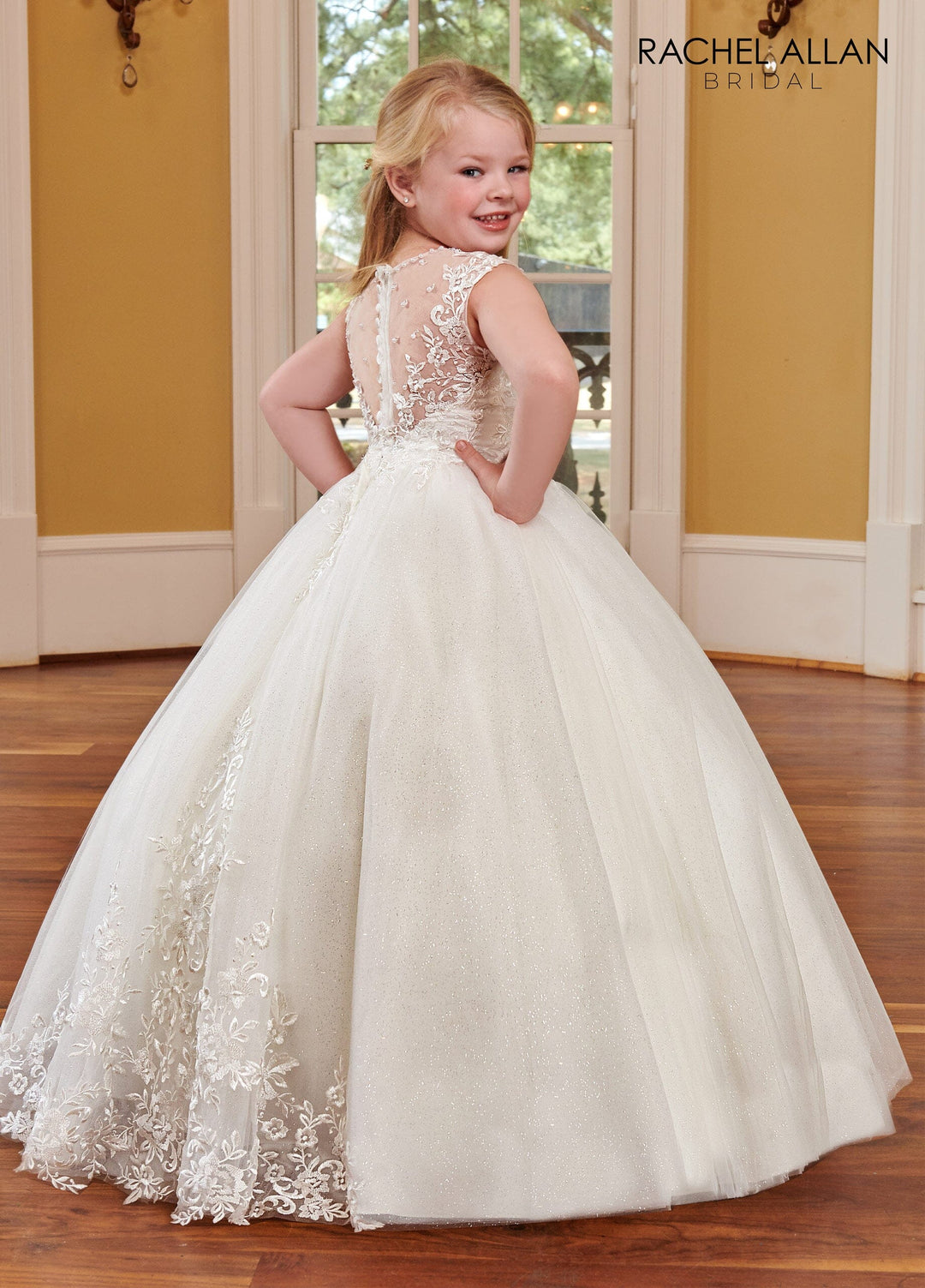 Girls Beaded Tulle Sleeveless Gown by Rachel Allan RB9112