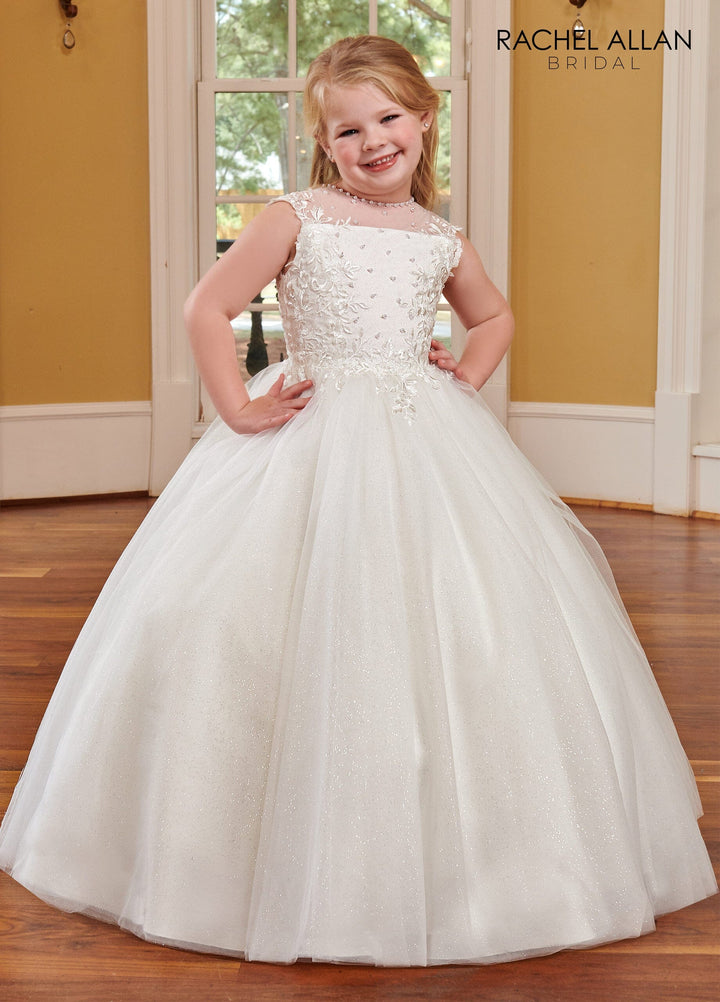 Girls Beaded Tulle Sleeveless Gown by Rachel Allan RB9112