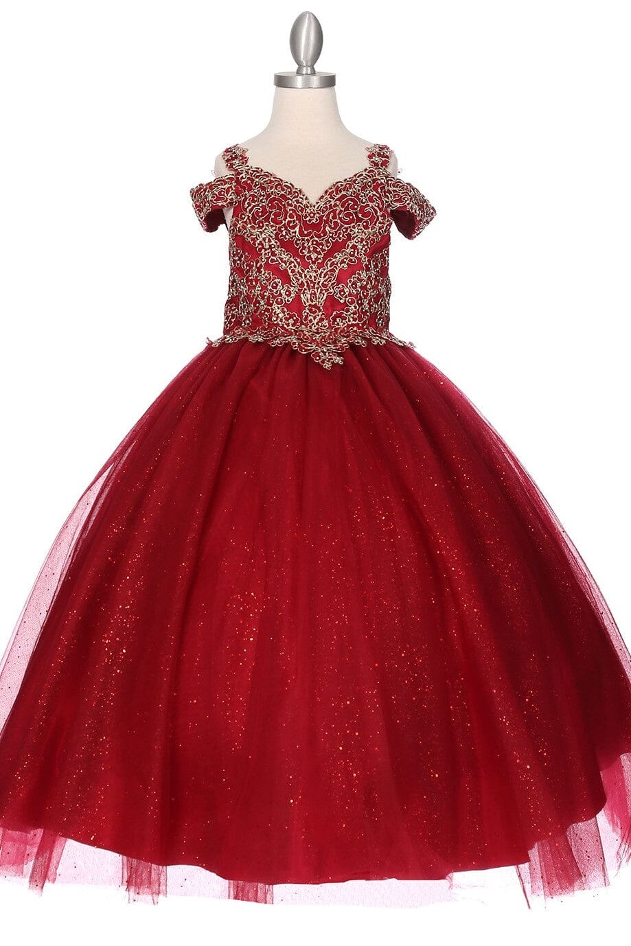 Girls Cold Shoulder Ball Gown by Cinderella Couture 8028