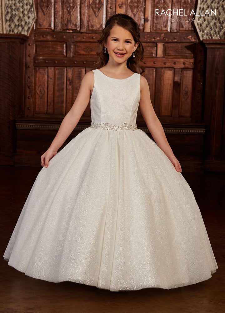 Girls Glitter Tulle Sleeveless Gown by Rachel Allan RB9130