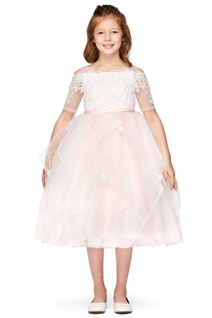 Girls Off Shoulder Lace Dress by Cinderella Couture 5091