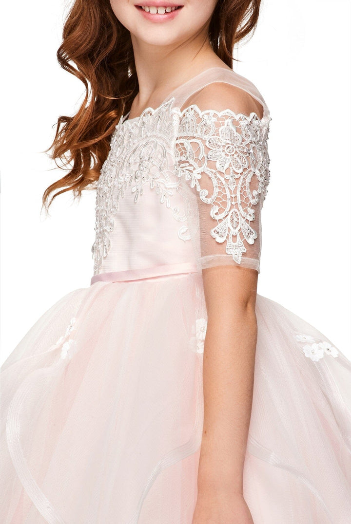 Girls Off Shoulder Lace Dress by Cinderella Couture 5091