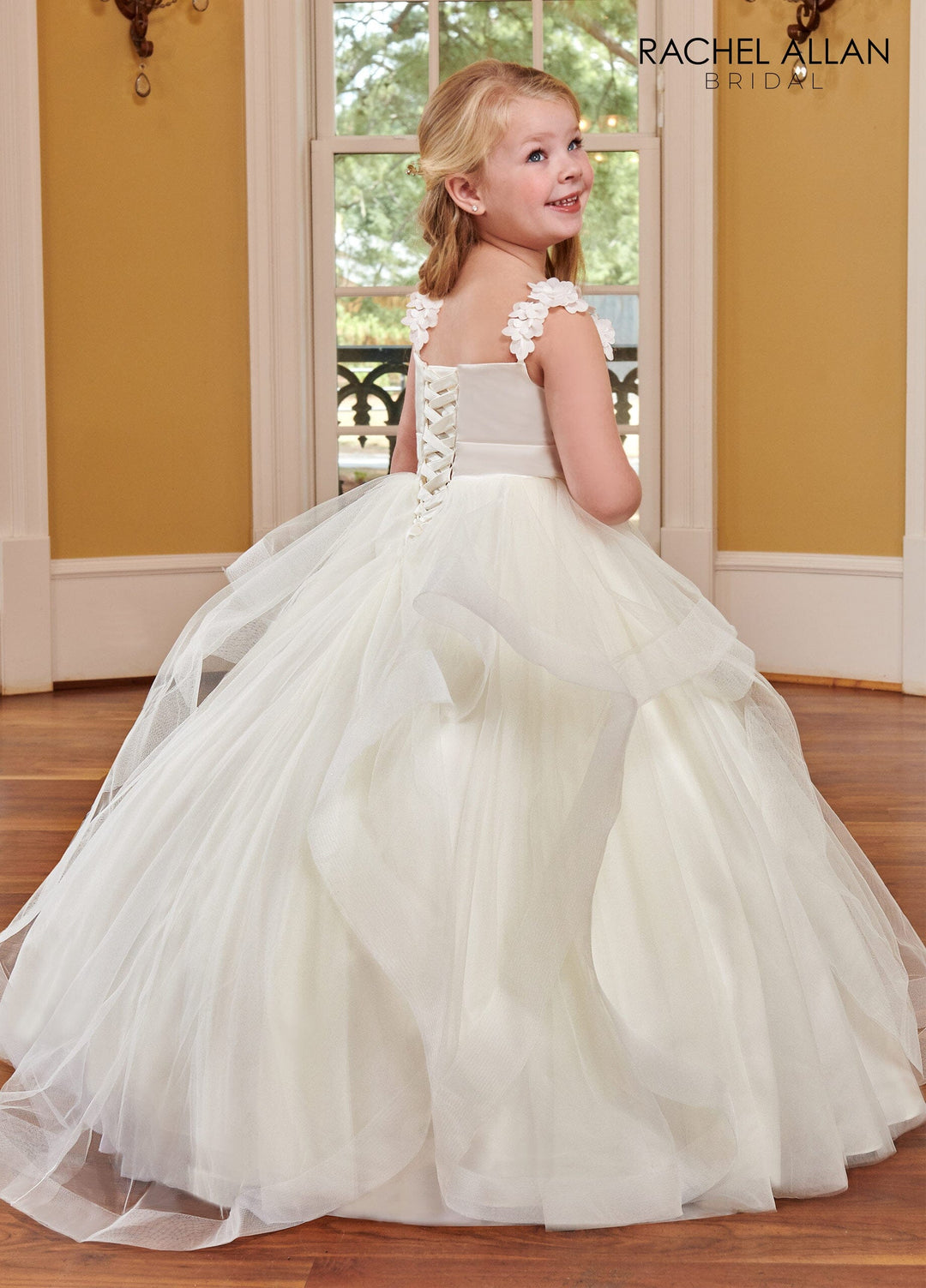 Girls Sleeveless Ruffled Gown by Rachel Allan RB9115