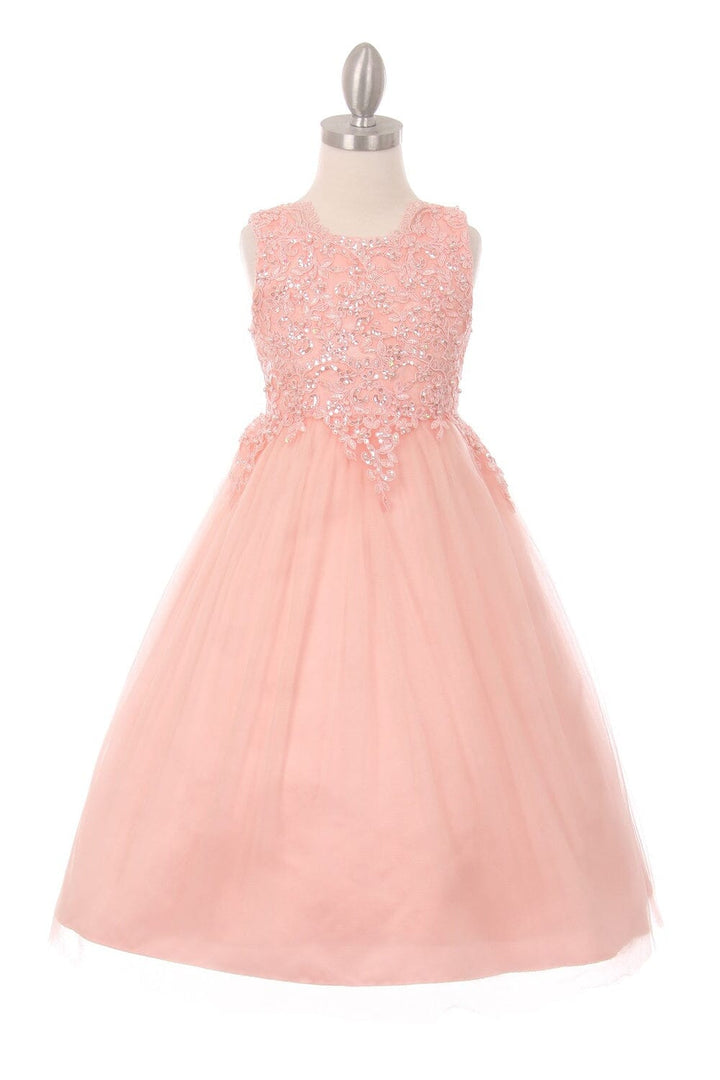 Girls Sleeveless Tulle Dress with Sequin Bodice by Cinderella Couture 5008