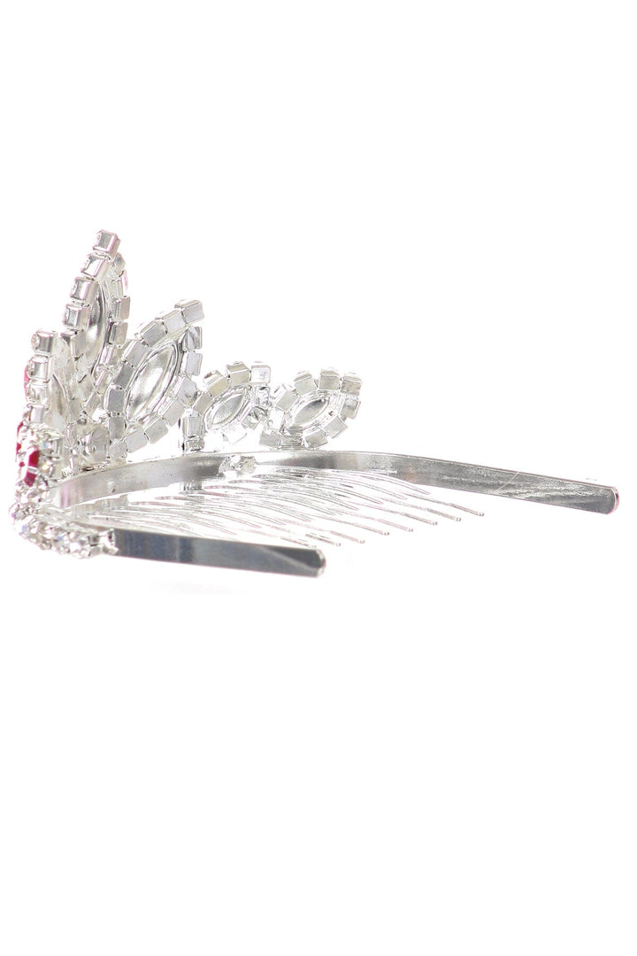 Girls Stone Mini Silver Tiara with Comb