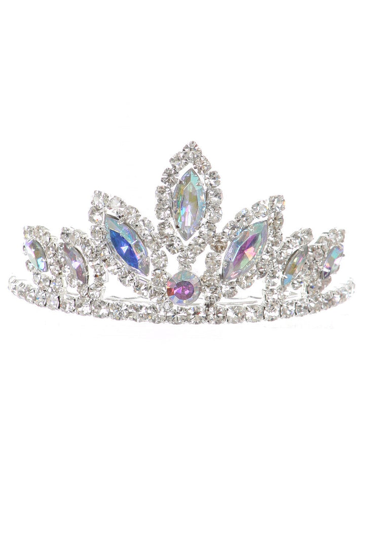 Girls Stone Mini Silver Tiara with Comb