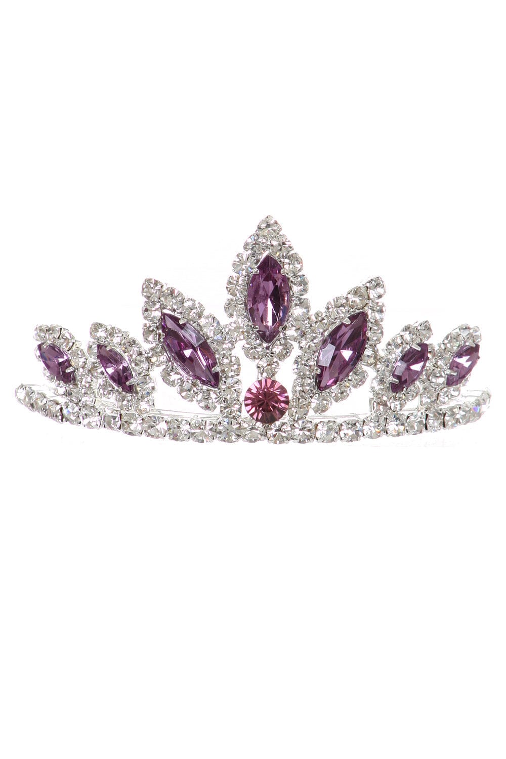 Girls Stone Mini Silver Tiara with Comb