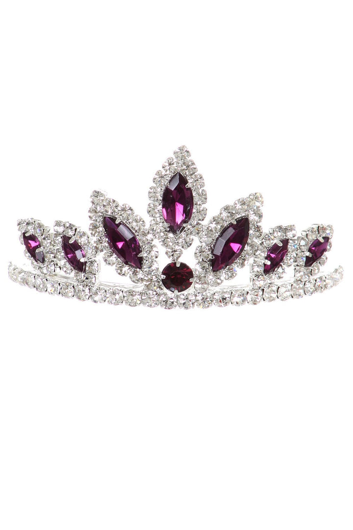 Girls Stone Mini Silver Tiara with Comb