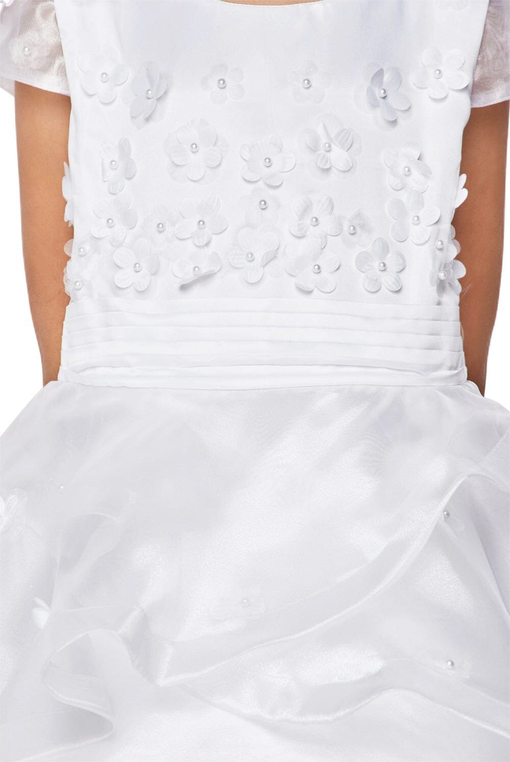 Girls White Layered Dress with Cap Sleeves by Cinderella Couture 2903