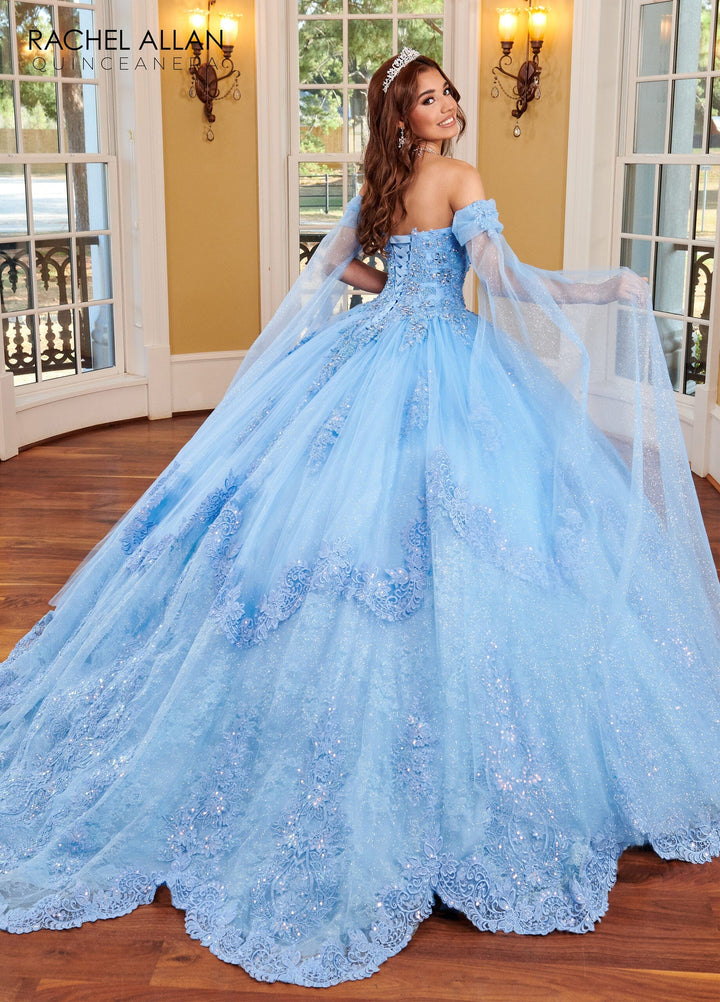 Glitter Lace Strapless Quinceanera Dress by Rachel Allan RQ3110