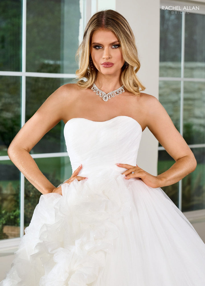 Glitter Off Shoulder Bridal Gown by Rachel Allan RB6153