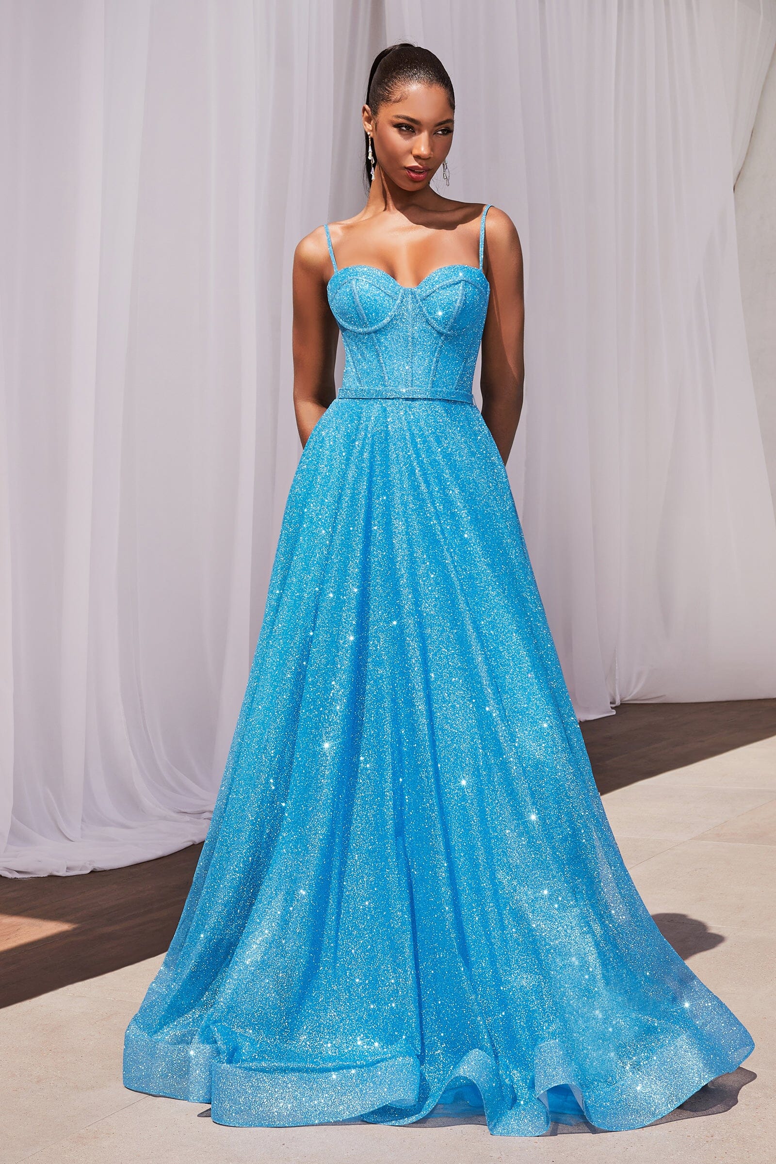 Cinderella Divine Blue buy Ombre Metallic Glitter A-line Ball Gown Formal Dress 16