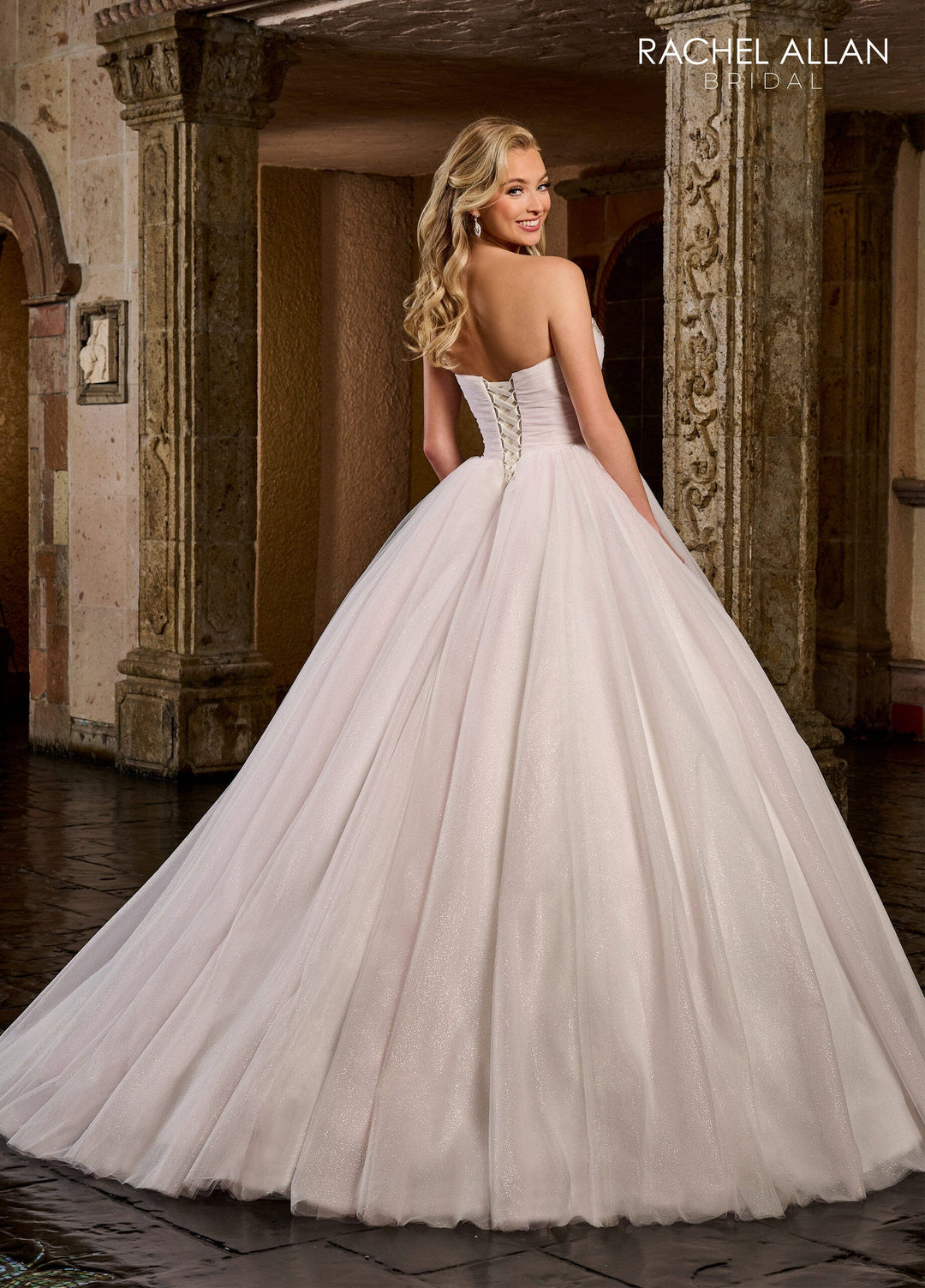 Glitter Strapless Wedding Gown by Rachel Allan RB6124