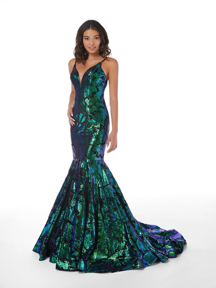 Iridescent Sequin Print Mermaid Dress by Studio 17 12852