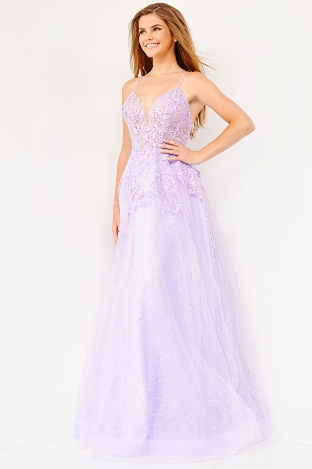 Applique Sleeveless A-line Gown by Jovani 02266