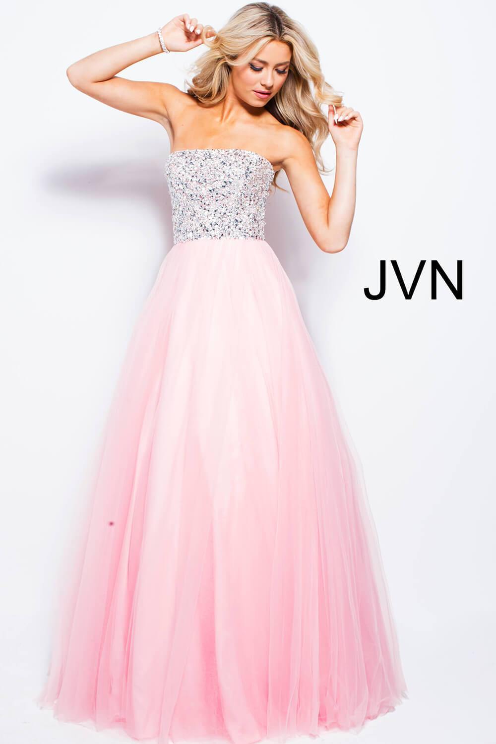 Beaded Strapless A-line Gown by Jovani 52131