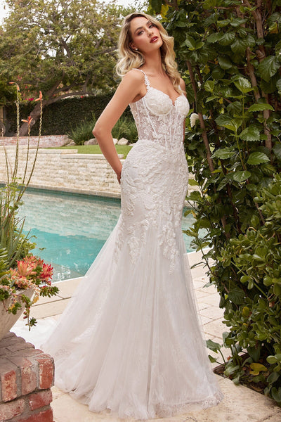 Lace Applique Mermaid Wedding Dress by Ladivine CDS432W – ABC Fashion
