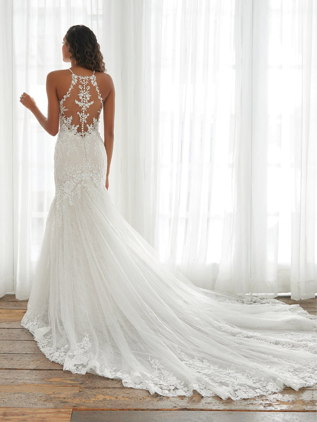 Lace halter mermaid wedding dresses.