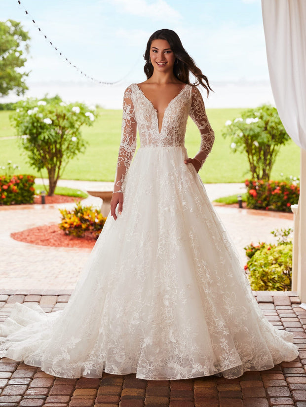 Lace Long Sleeve Wedding Gown by Adrianna Papell 31205 ABC Fashion