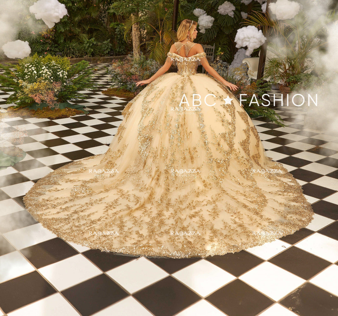 Layered Off Shoulder Quinceanera Dress by Ragazza EV46-646