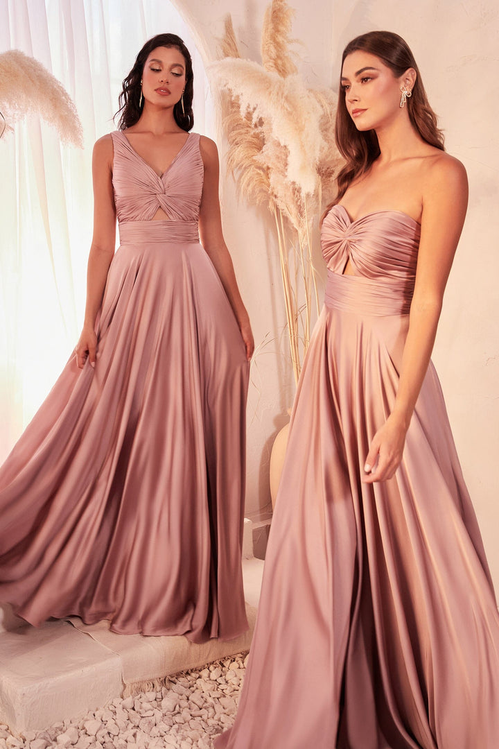 Long Satin Sleeveless Keyhole Dress by Ladivine 7497