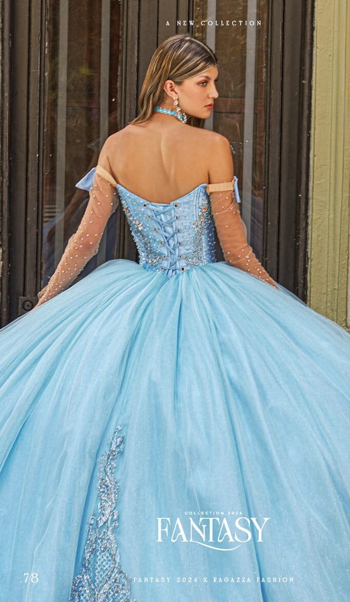 Long Sleeve Off Shoulder Quinceanera Dress by Ragazza EV52-652