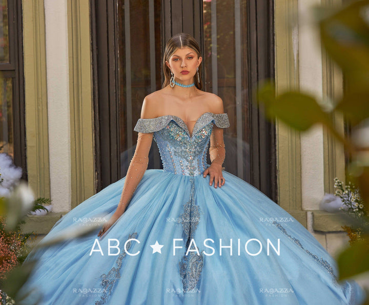 Long Sleeve Off Shoulder Quinceanera Dress by Ragazza EV52-652