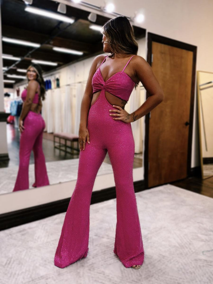 Sequin Sleeveless Cutout Jumpsuit by Jovani 23069