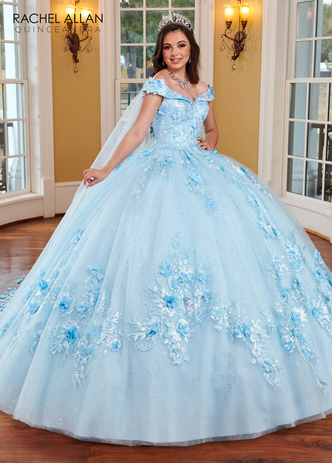 Off Shoulder Cape Quinceanera Dress by Rachel Allan RQ2160