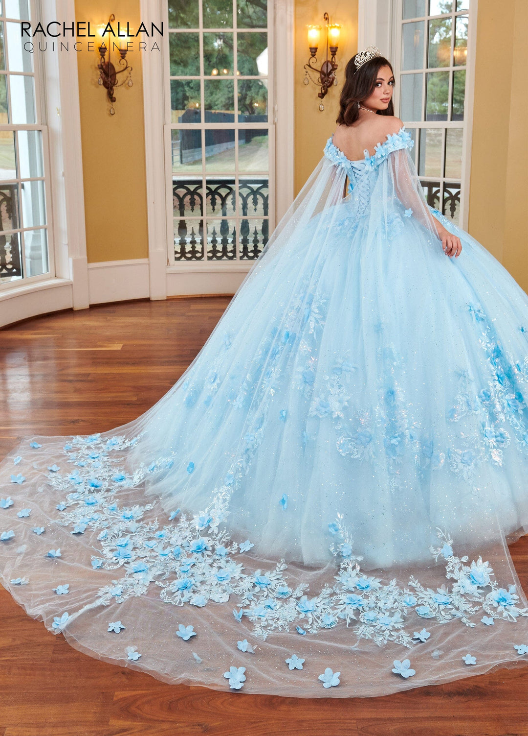 Off Shoulder Cape Quinceanera Dress by Rachel Allan RQ2160