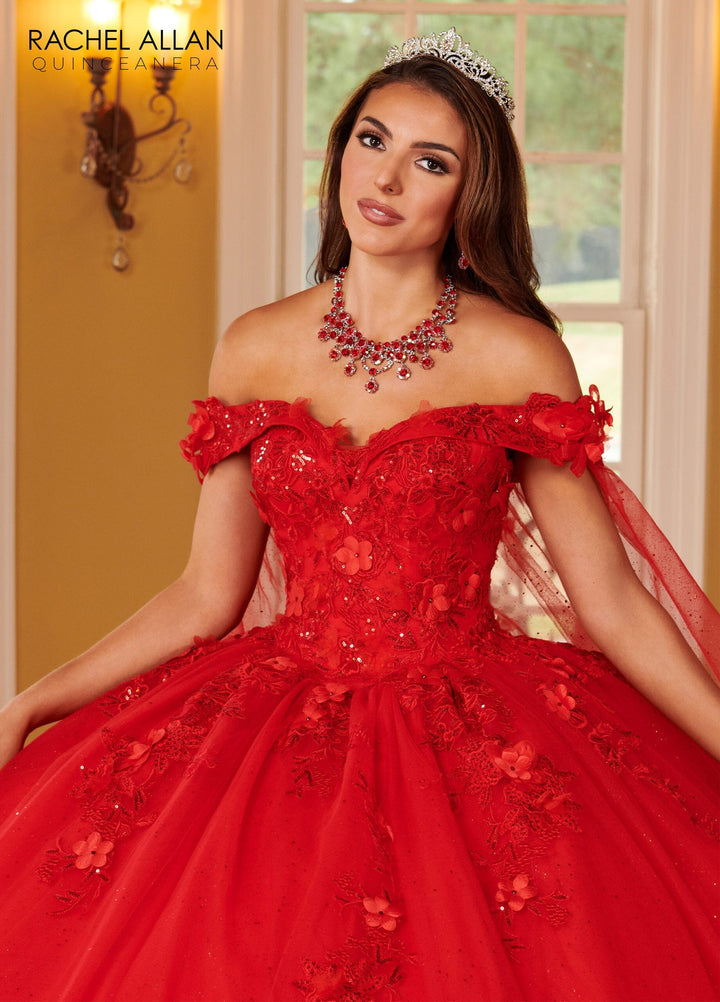 Off Shoulder Cape Quinceanera Dress by Rachel Allan RQ2160