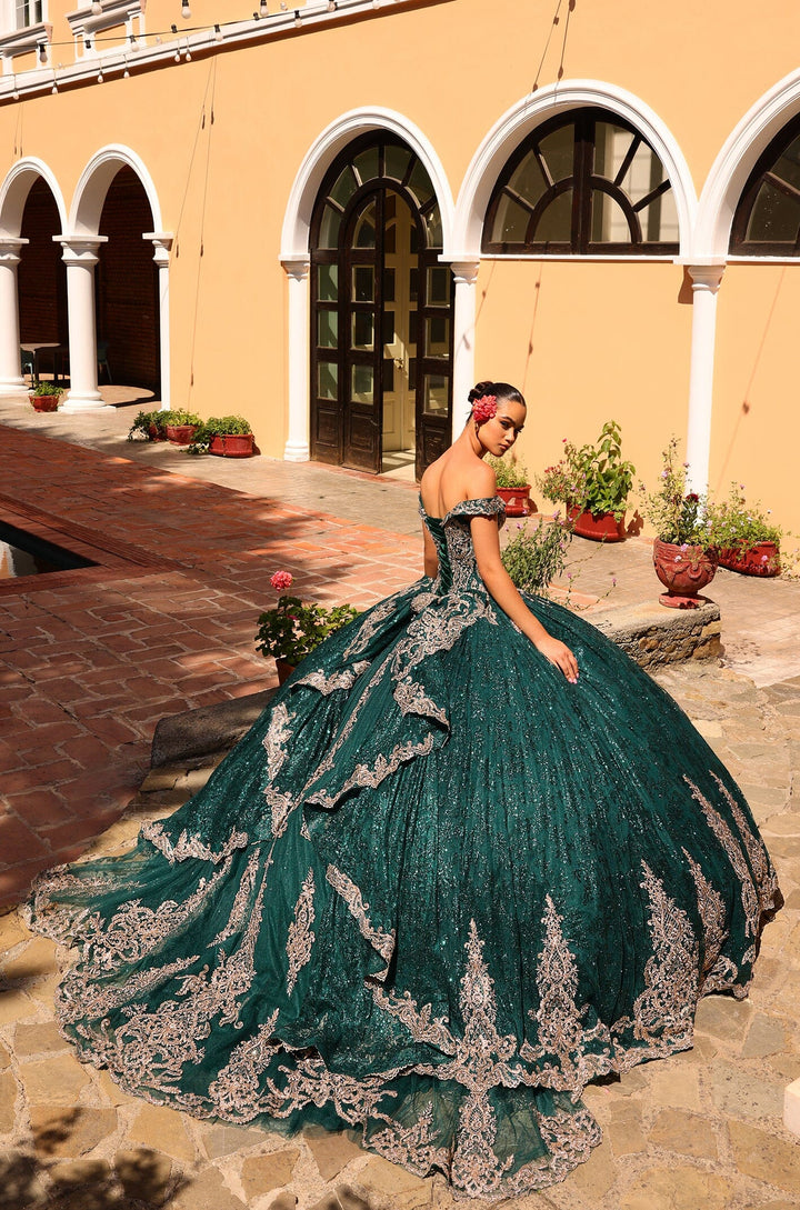 Off Shoulder Hooded Cloak Quinceanera Dress by Amarra 54324