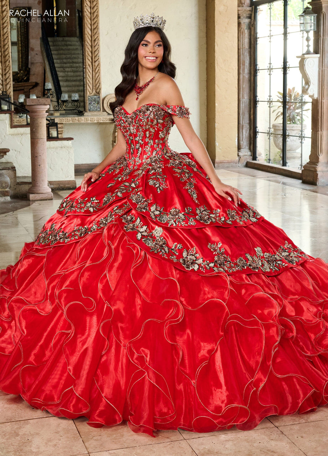 Off Shoulder Ruffled Quinceanera Dress by Rachel Allan RQ5001