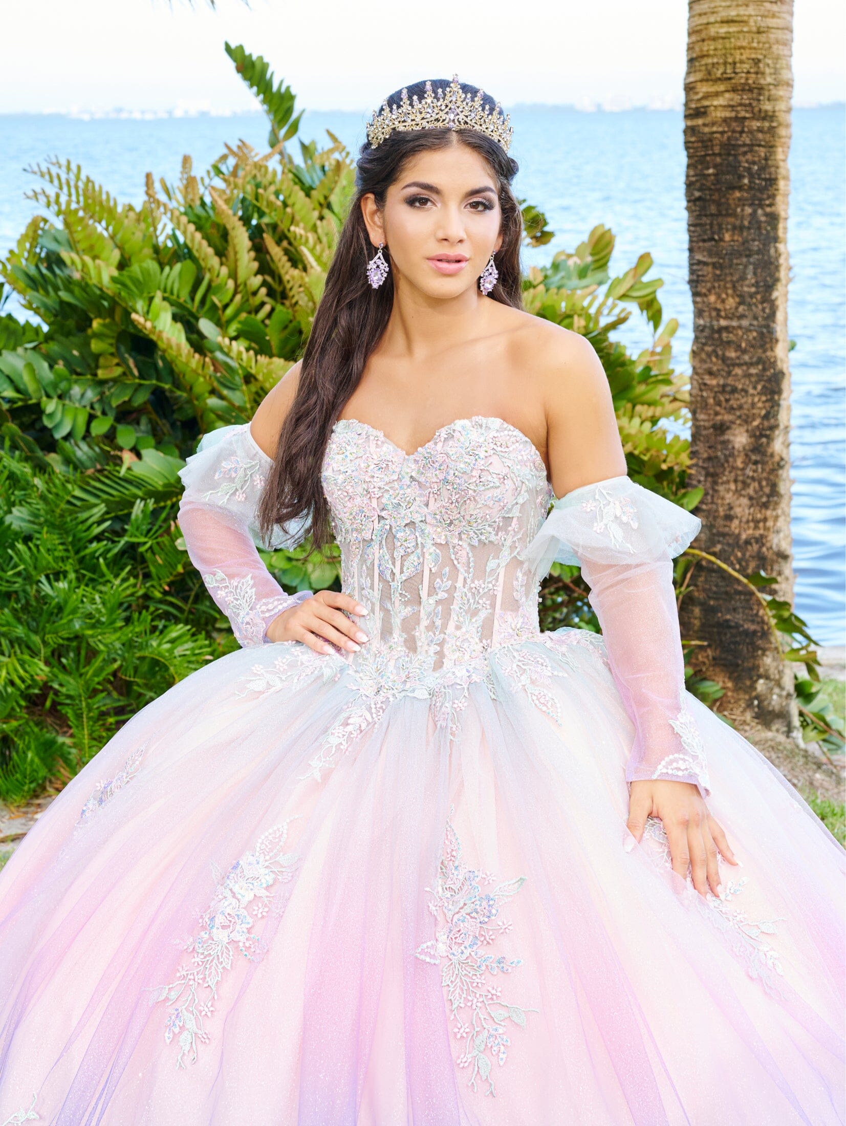 House of Wu Fiesta Gowns Ombre Sheer Corset Quinceanera Dress