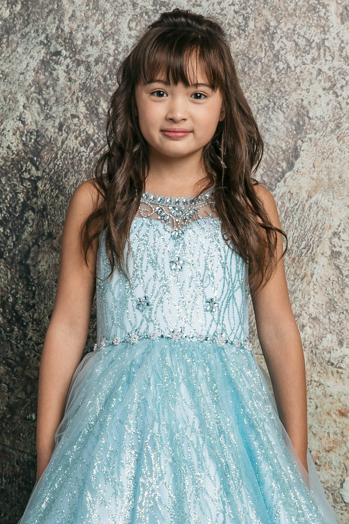 Girls Beaded Sleeveless Glitter Gown by Petite Adele C334