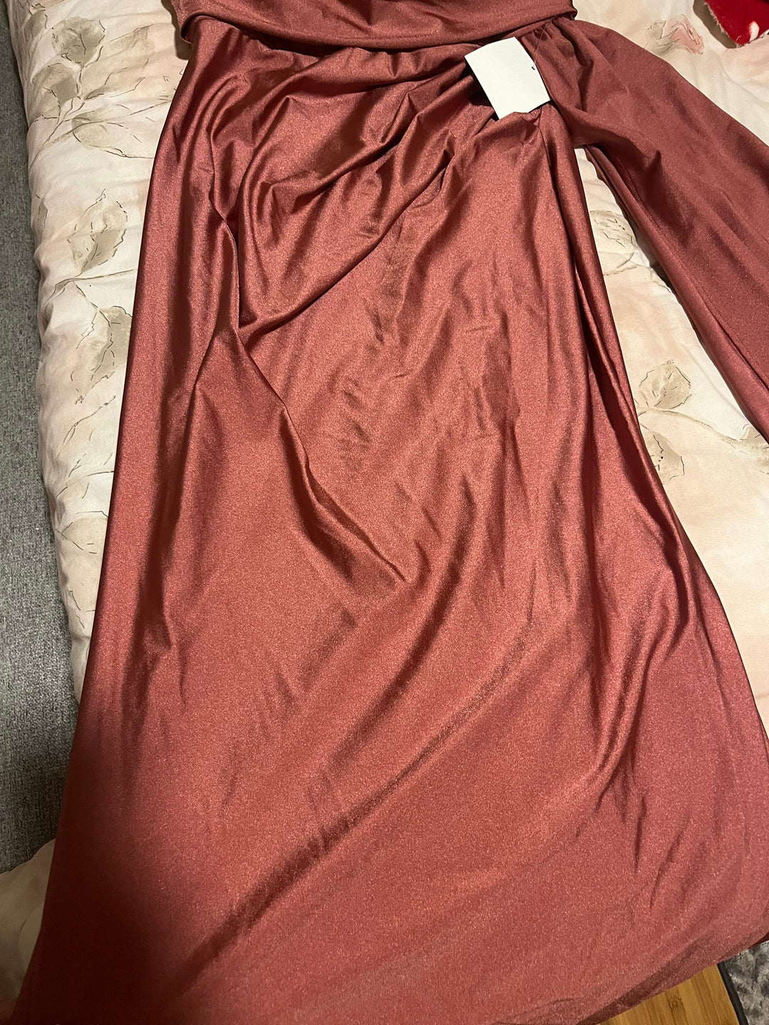 Plus Size Fitted One Shoulder Satin Gown by Ladivine PT004C