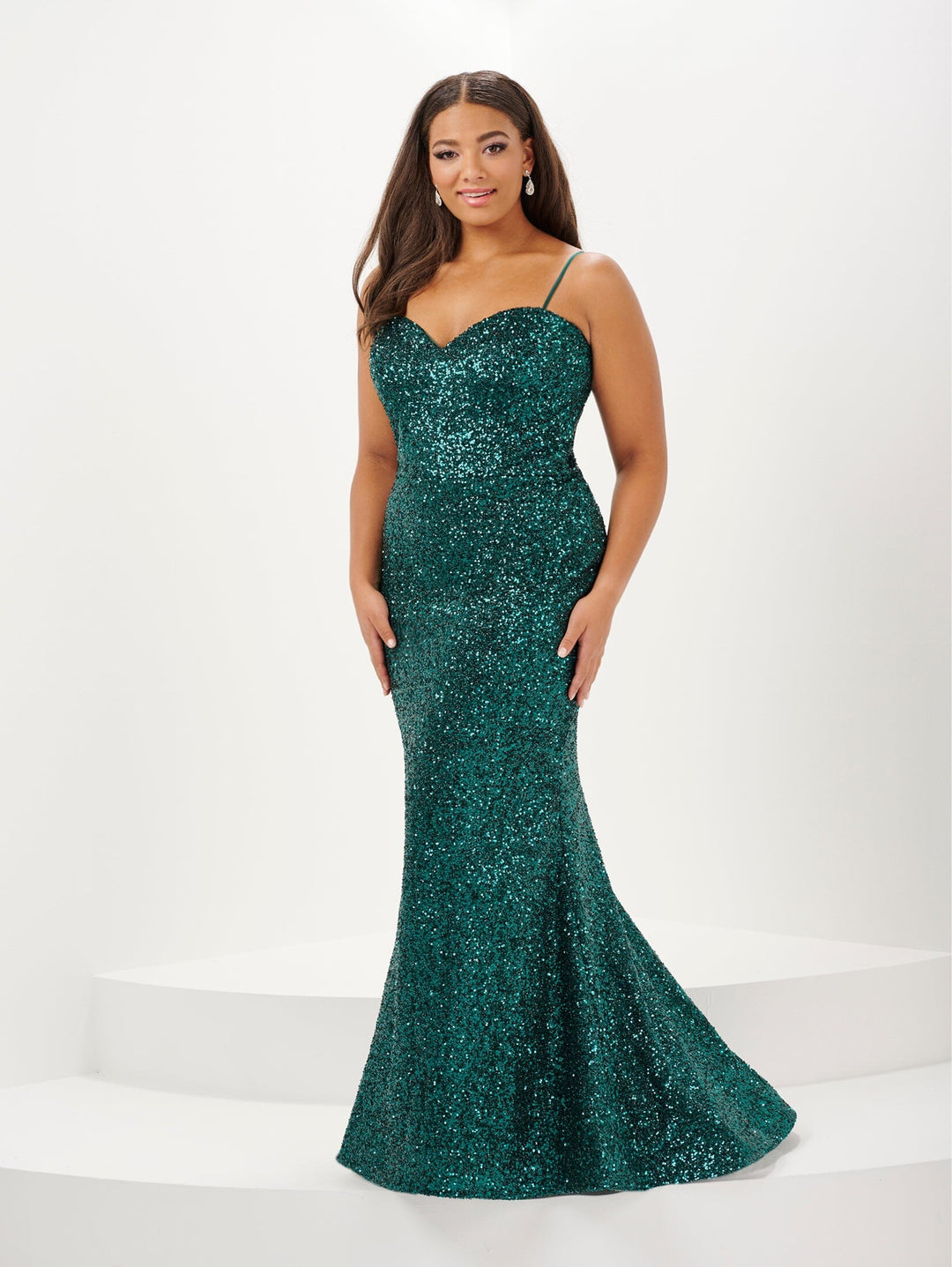 Plus Size Fitted Sequin Sleeveless Gown by Tiffany Designs 16121